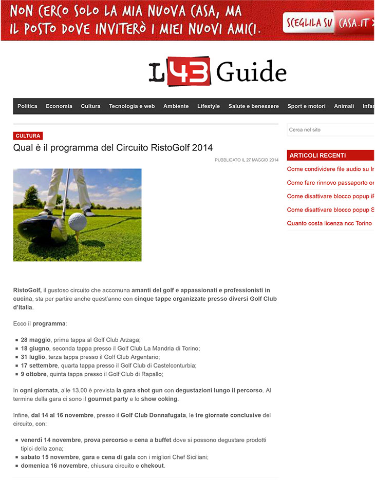 Qual è il programma del Circuito RistoGolf 2014 | L43 Guide