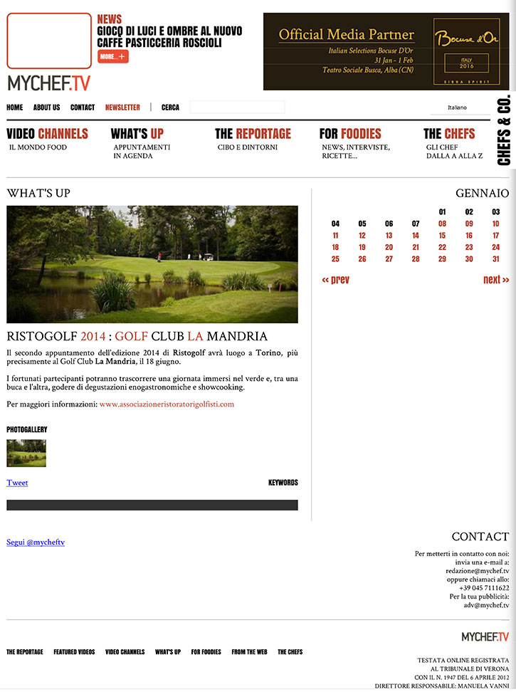 Ristogolf 2014: golf Club La Mandria - MyChef.tv