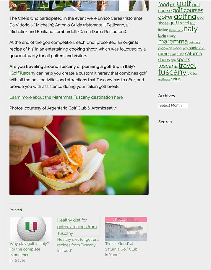 Golf gourmet party with wine tasting & cooking show | IGolfTusca