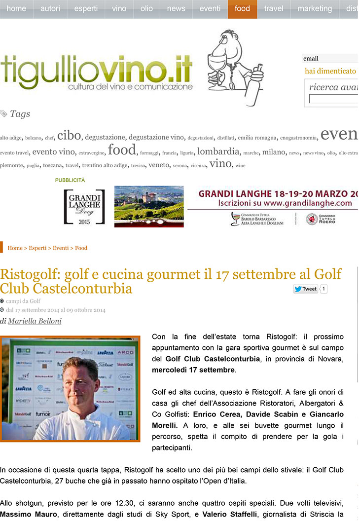 Ristogolf: golf e cucina gourmet il 17 settembre al Golf Club Ca