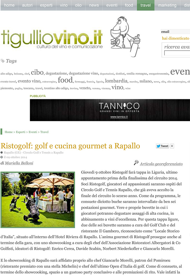 Ristogolf: golf e cucina gourmet a Rapallo, di Mariella Belloni