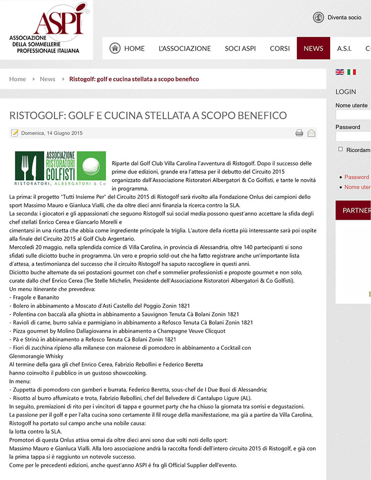Ristogolf: golf e cucina stellata a scopo benefico