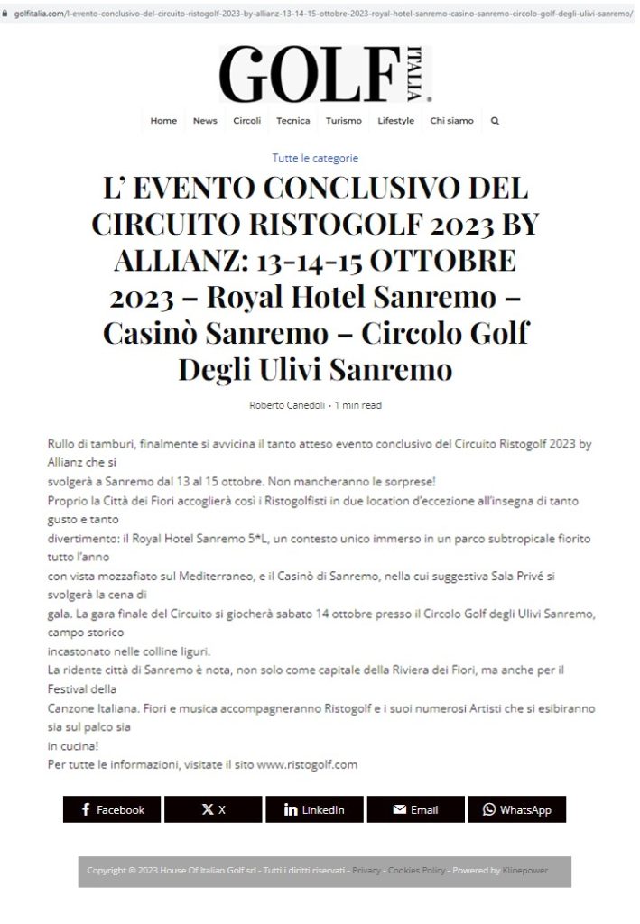 Golf Italia  15 Ottobre 2023