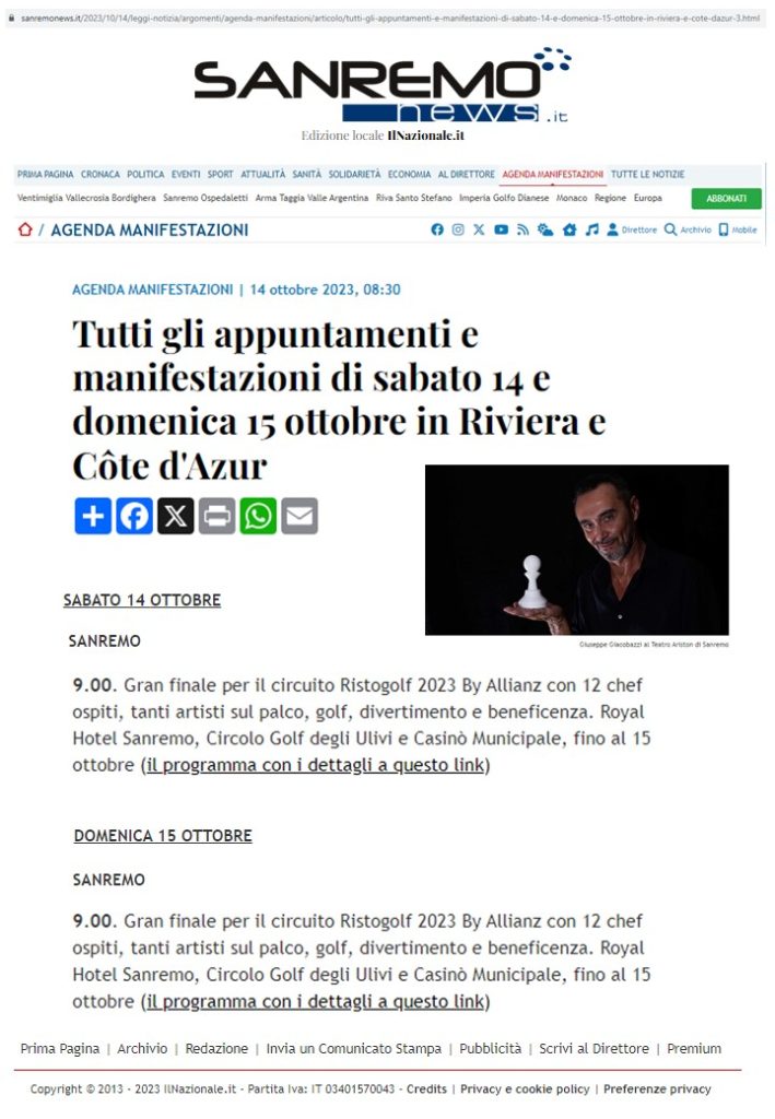 Sanremo News  14 Ottobre 2023